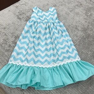 Blue shimmer Chevron Ruffle Dress 3T new